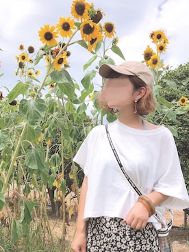 「ひまわり畑」｜「アイテム（アクセサリー）」を使った、welina＊さん（レディース・152cm）の夏コーディネート