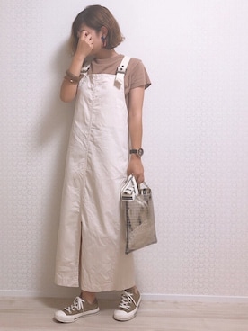 「サロペットスカート」｜「アイテム（腕時計）」を使った、welina＊さん（レディース・152cm）の夏コーディネート