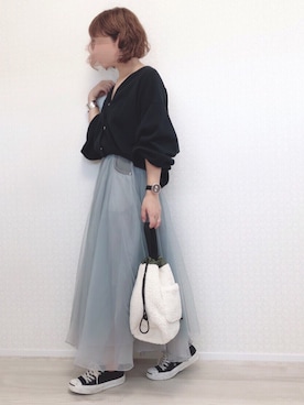 「LA BELLE ETUDE（ラベルエチュード）のアイテム（スカート）」を使った、welina＊さん（レディース・152cm）の秋コーディネート