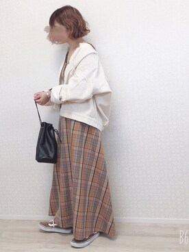「GU（ジーユー）のアイテム（ノーカラージャケット）」を使った、welina＊さん（レディース・152cm）の秋コーディネート