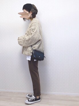 「14+（イチヨンプラス）のアイテム（ハンチング/ベレー帽）」を使った、welina＊さん（レディース・152cm）の冬コーディネート