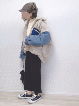 「DHOLIC（ディーホリック）のアイテム（その他アウター）」を使った、welina＊さん（レディース・152cm）の冬コーディネート
