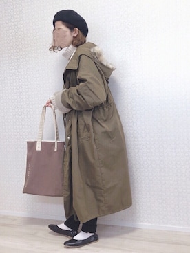 「14+（イチヨンプラス）のアイテム（ハンチング/ベレー帽）」を使った、welina＊さん（レディース・152cm）の冬コーディネート