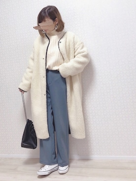 「PUBLUX（パブリュクス）のアイテム（ノーカラージャケット）」を使った、welina＊さん（レディース・152cm）の冬コーディネート