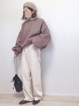 「DHOLIC（ディーホリック）のアイテム（スウェット）」を使った、welina＊さん（レディース・152cm）の冬コーディネート