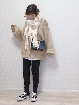 「ADAM ET ROPE'（アダムエロペ）のクロスボディーバッグ（ショルダーバッグ）」を使った、welina＊さん（レディース・152cm）の冬コーディネート