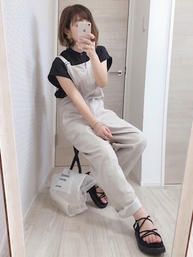 「プラットフォーム」｜「アイテム（オールインワン・サロペット）」を使った、welina＊さん（レディース・152cm）の夏コーディネート
