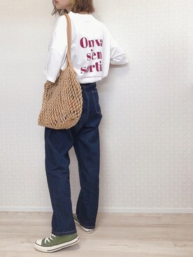 「バックロゴ」｜「アイテム（トートバッグ）」を使った、welina＊さん（レディース・152cm）の夏コーディネート