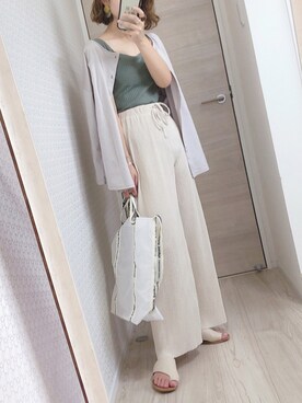 「beautiful people（ビューティフルピープル）のbeautiful people “SAIL CLOTH LOGOTAPE”ショルダートートバック（トートバッグ）」を使った、welina＊さん（レディース・152cm）の夏コーディネート