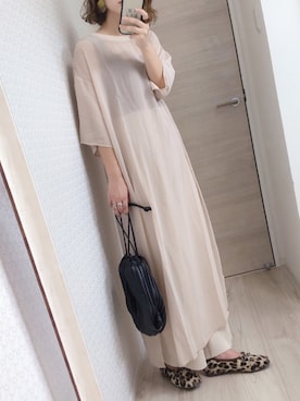 「シアーワンピース」｜「アイテム（バレエシューズ）」を使った、welina＊さん（レディース・152cm）の秋コーディネート
