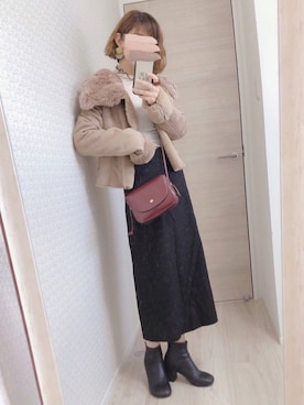 「ファー」｜「アイテム（ムートンコート）」を使った、welina＊さん（レディース・152cm）の秋コーディネート
