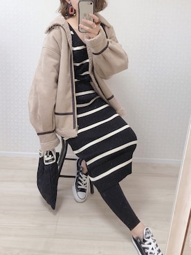 「tiptop（ティップトップ）のアイテム（ムートンコート）」を使った、welina＊さん（レディース・152cm）の秋コーディネート