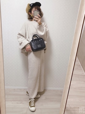 「select MOCA（セレクトモカ）のアイテム（セットアップ）」を使った、welina＊さん（レディース・152cm）の秋コーディネート