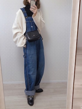 「Lee（リー）のアイテム（オールインワン・サロペット）」を使った、welina＊さん（レディース・152cm）の冬コーディネート