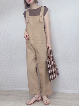 「ISOOK（アイスー）のアイテム（オールインワン・サロペット）」を使った、welina＊さん（レディース・152cm）の春コーディネート