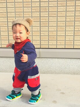 「BIT'Z（ビッツ）のアイテム（パンツ）」を使った、SORAnagiさん（キッズ・70cm）の冬コーディネート