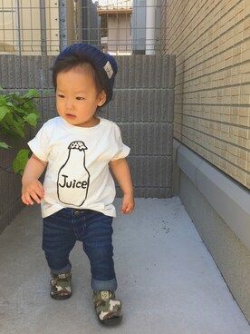 「キッスコーデ」｜「アイテム（ニットキャップ/ビーニー）」を使った、SORAnagiさん（キッズ・70cm）の春コーディネート