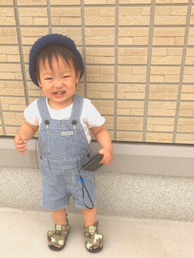 「キッスコーデ」｜「アイテム（サロペット/オーバーオール）」を使った、SORAnagiさん（キッズ・70cm）の春コーディネート