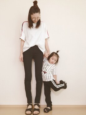 「kutir（クティール）のアイテム（Tシャツ/カットソー）」を使った、SORAnagiさん（キッズ・90cm）の夏コーディネート