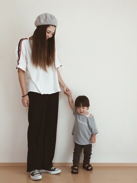 「kutir（クティール）のアイテム（Tシャツ/カットソー）」を使った、SORAnagiさん（キッズ・90cm）の夏コーディネート