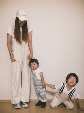 「Right-on（ライトオン）のアイテム（オールインワン・サロペット）」を使った、SORAnagiさん（キッズ・90cm）の夏コーディネート