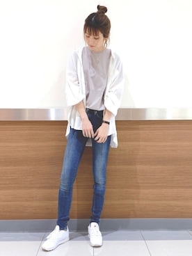 「G-STAR（ジースター）のアイテム（デニムパンツ）」を使った、❁︎non❁︎さん（レディース・170cm）の春コーディネート