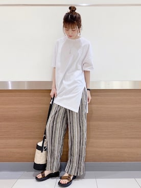 「Right-on（ライトオン）のアイテム（サンダル）」を使った、❁︎non❁︎さん（レディース・169cm）の春コーディネート