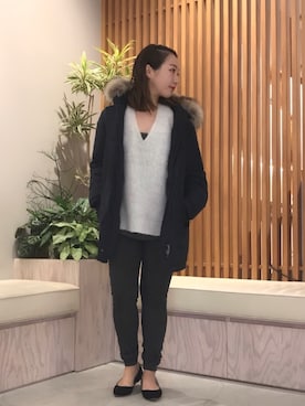 「WOOLRICH（ウールリッチ）のアイテム（ダウンジャケット/コート）」を使った、fuchikoさん（レディース・154cm）の冬コーディネート