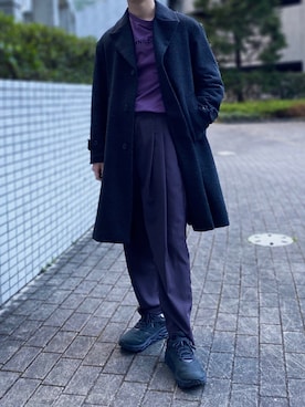 「GUコーデ」｜「アイテム（チェスターコート）」を使った、hiroさん（メンズ・170cm）の春コーディネート
