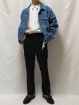 「部屋撮り」｜「アイテム（デニムジャケット）」を使った、hiroさん（メンズ・170cm）の春コーディネート