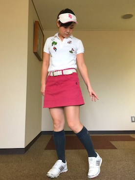「PEARLY GATES（パーリーゲイツ）のアイテム（スカート）」を使った、qurocheさん（レディース・156cm）の夏コーディネート