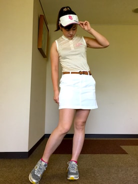 「PEARLY GATES（パーリーゲイツ）のアイテム（タンクトップ）」を使った、qurocheさん（レディース・156cm）の夏コーディネート