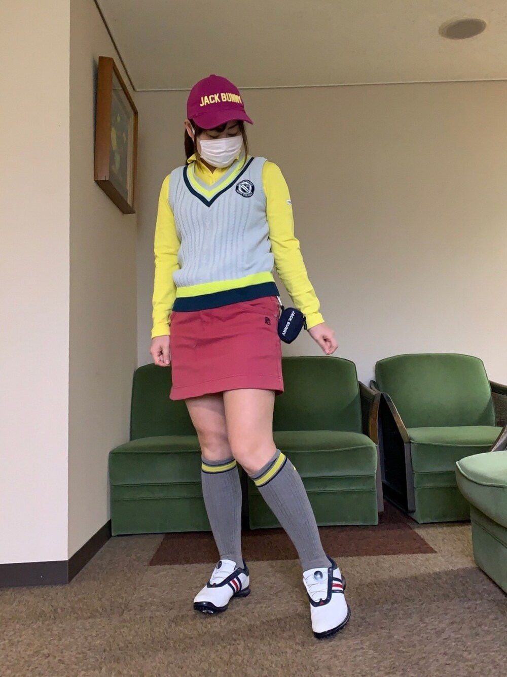 「ゴルフ、ゴルフウェア、ゴルフ女子、ゴルフコーデ」｜「PEARLY GATESのアイテム（スカート、ピンク系）」を使った、qurocheさん（レディース・156cm）の秋コーディネートの1枚目の写真