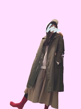 「ADAM ET ROPE'（アダムエロペ）のアイテム（モッズコート）」を使った、ゆうちょさん（レディース・160cm）の春コーディネート