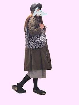 「ADAM ET ROPE'（アダムエロペ）のアイテム（モッズコート）」を使った、ゆうちょさん（レディース・160cm）の春コーディネート