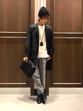 「アイテム（ステンカラーコート）」を使った、★市野 椋幹さん（メンズ・176cm・10代）の冬コーディネート
