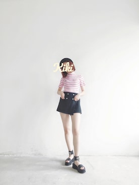 「UNIF（ユニフ）のアイテム（サンダル）」を使った、watermelonkikiさん（レディース・160cm）の夏コーディネート