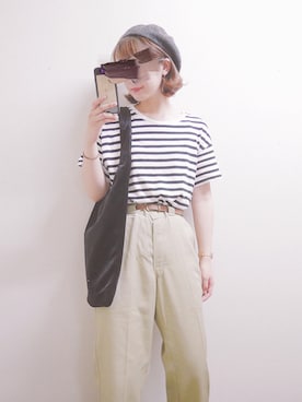 「Daniel Wellington（ダニエルウェリントン）の販売終了クラシックペティット アッシュフィールド32mm（アナログ腕時計）」を使った、muuuさん（レディース・164cm）の夏コーディネート