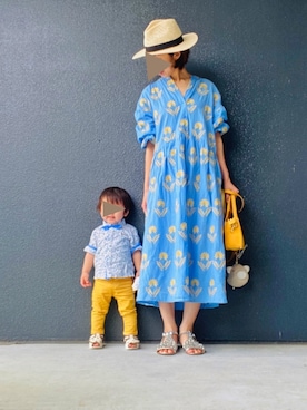 「TORY BURCH（トリーバーチ）のアイテム」を使った、muguさん（キッズ・80cm）の夏コーディネート