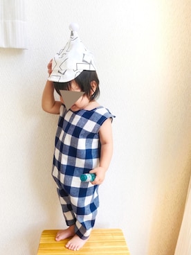 「Handmade（ハンドメイド）のアイテム（サロペット/オーバーオール）」を使った、muguさん（キッズ・80cm）の夏コーディネート