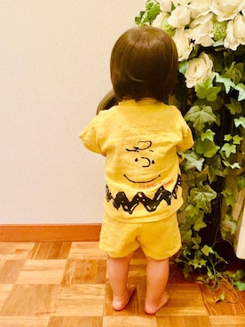 「アイテム（浴衣、イエロー系）」を使った、muguさん（キッズ・80cm）の夏コーディネート