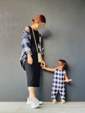 「Handmade（ハンドメイド）のアイテム（サロペット/オーバーオール）」を使った、muguさん（キッズ・80cm）の夏コーディネート