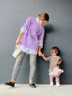 「アイテム（ローファー）」を使った、muguさん（キッズ・80cm）の秋コーディネート