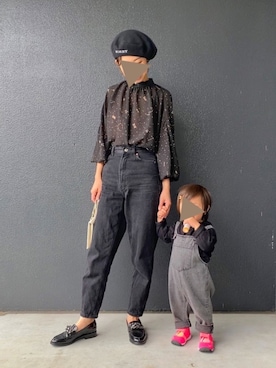 「アイテム（ローファー）」を使った、muguさん（キッズ・80cm）の秋コーディネート