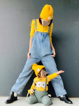 「Three Four Time（ｽﾘｰﾌｫｰﾀｲﾑ）のアイテム」を使った、muguさん（キッズ・80cm）の秋コーディネート