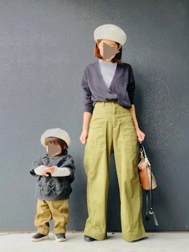 「アイテム（ベスト）」を使った、muguさん（キッズ・80cm）の秋コーディネート