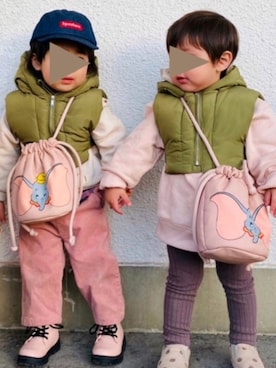 「双子コーデ」｜「アイテム（スリッポン）」を使った、muguさん（キッズ・80cm）の冬コーディネート