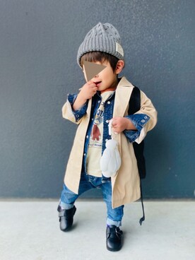 「アイテム（ドレスシューズ）」を使った、muguさん（キッズ・80cm）の春コーディネート