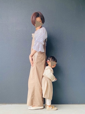 「ZARA（ザラ）のアイテム（サロペット/オーバーオール）」を使った、muguさん（キッズ・80cm）の春コーディネート