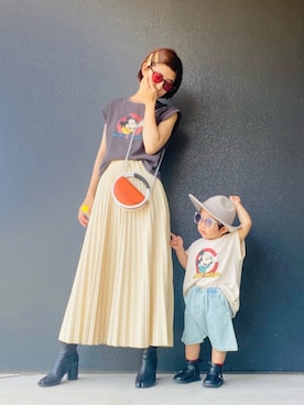 「SVEC（シュベック）のアイテム（ブーツ）」を使った、muguさん（キッズ・80cm）の夏コーディネート